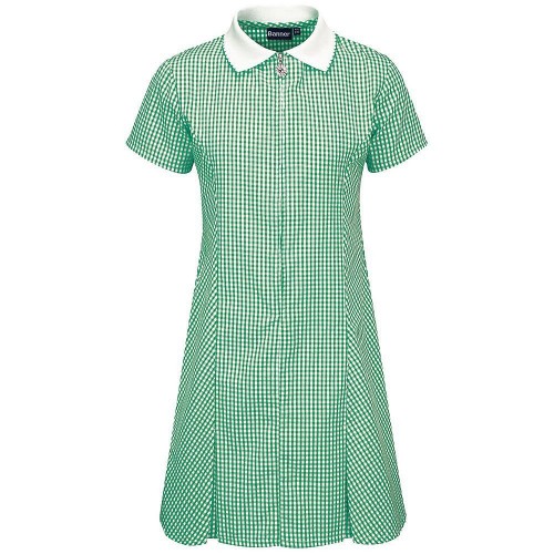 Summer Dress – Gingham design, Green/White