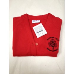 A Girls EMBROIDERED LOGO Red Sweat Cardigan