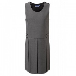 Pinafore Dress - Grey, Button Style