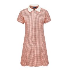 Summer Dress - Gingham design, Red/White (White Collar)