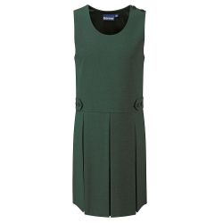 Pinafore Dress - Green, Button Style