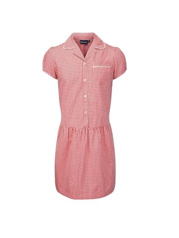 Summer Dress - Gingham design, Red/White (Check Collar)