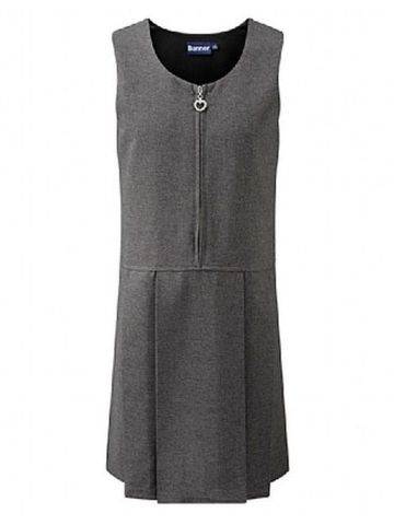 Pinafore Dress - Grey, Zip Style