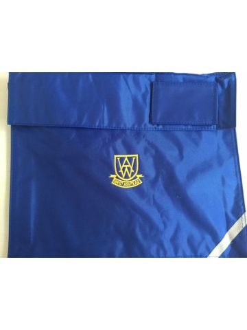 West Ashtead blue  book bag with logo 