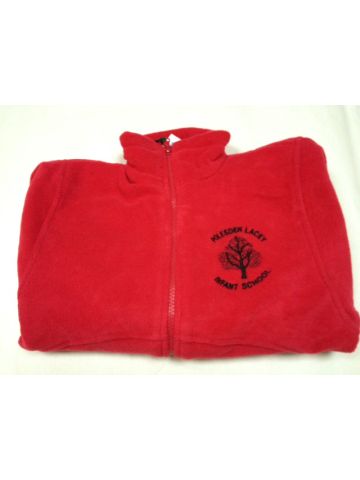 Red EMBROIDERED LOGO Fleece Jacket
