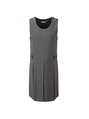 Pinafore Dress - Grey, Button Style